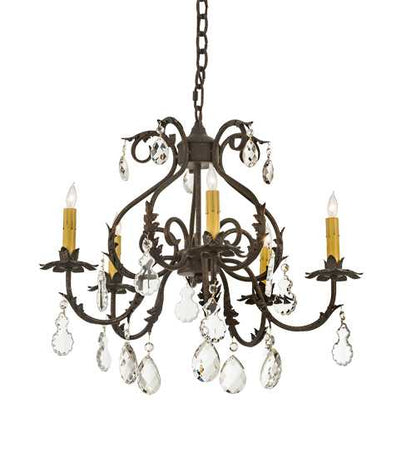 Chantilly 5 Light 24" Wide Crystal Candle Style Chandelier