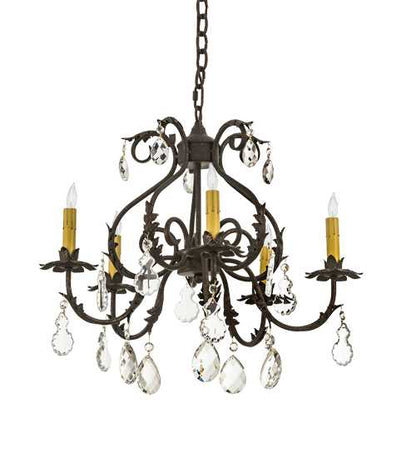 Chantilly 5 Light 24" Wide Crystal Candle Style Chandelier
