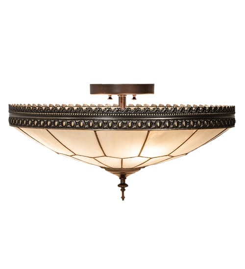 Vincent Honeycomb 4 Light 21" Wide Semi-Flush Bowl Ceiling Fixture with Clear, Frosted Glass Shade - Mahogany Bronze Finish
