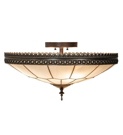 Vincent Honeycomb 4 Light 21" Wide Semi-Flush Bowl Ceiling Fixture with Clear, Frosted Glass Shade - Mahogany Bronze Finish