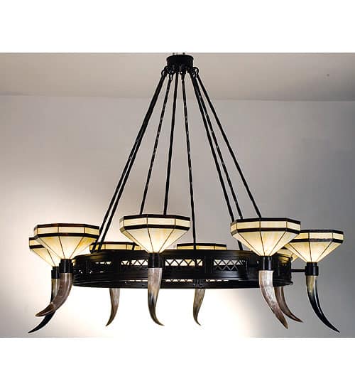 Top Ridge 8 Light 72" Wide Chandelier with Cream Glass Shade