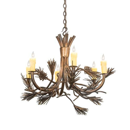 Meyda Tiffany Woodland Pine 6 Light 29" Wide Taper Candle Style Chandelier