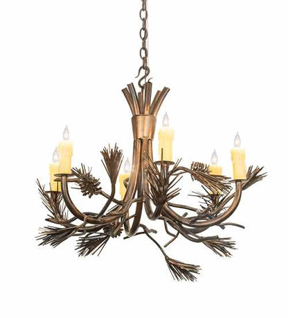 Woodland Pine 6 Light 29" Wide Taper Candle Style Chandelier