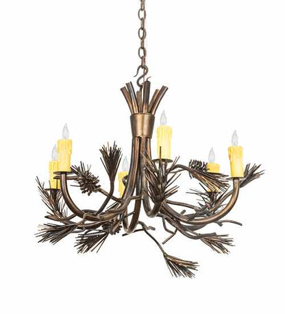 Woodland Pine 6 Light 29" Wide Taper Candle Style Chandelier