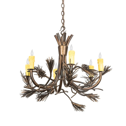 Meyda Tiffany Woodland Pine 6 Light 29" Wide Taper Candle Style Chandelier
