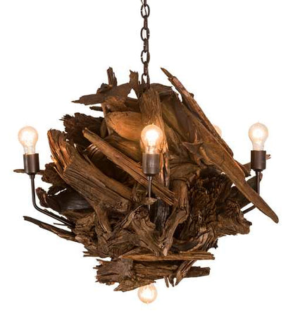 Driftwood 6 Light 30" Wide Abstract Chandelier