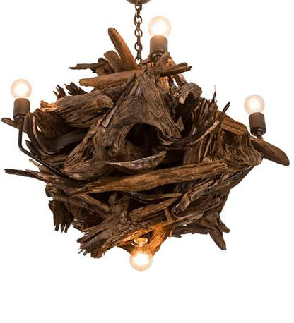 Driftwood 6 Light 30" Wide Abstract Chandelier