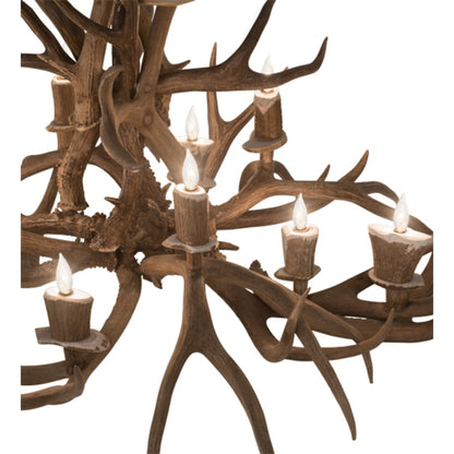 Meyda Tiffany Long Antlers Mule Deer 10 Light 38" Wide Antler Candle Style Chandelier