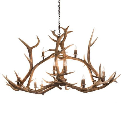 Long Antlers Elk 10 Light 28" Wide Antler Candle Style Chandelier