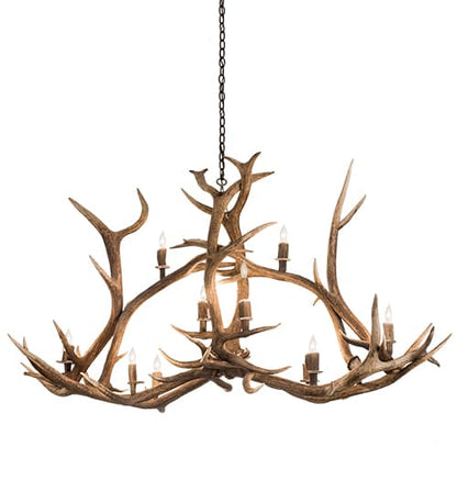 Long Antlers Elk 10 Light 28" Wide Antler Candle Style Chandelier