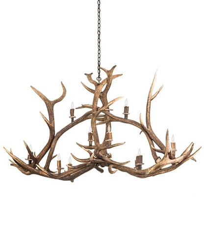 Long Antlers Elk 10 Light 28" Wide Antler Candle Style Chandelier