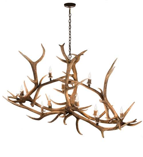 Long Antlers Elk 10 Light 28" Wide Antler Candle Style Chandelier