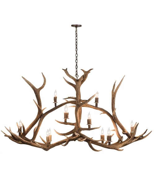 Long Antlers Elk 10 Light 28" Wide Antler Candle Style Chandelier