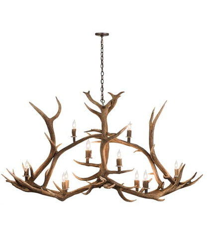 Long Antlers Elk 10 Light 28" Wide Antler Candle Style Chandelier