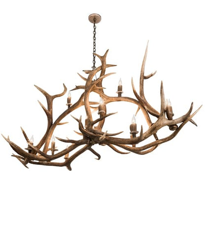 Long Antlers Elk 10 Light 28" Wide Antler Candle Style Chandelier