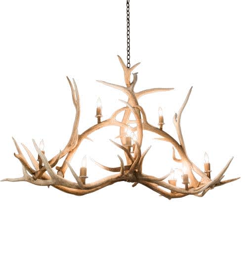 Long Antlers Elk 10 Light 24" Wide Antler Candle Style Chandelier
