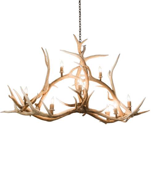Long Antlers Elk 10 Light 24" Wide Antler Candle Style Chandelier
