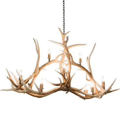 Long Antlers Elk 10 Light 24" Wide Antler Candle Style Chandelier