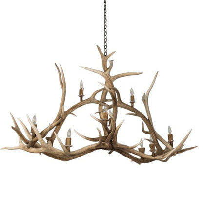 Long Antlers Elk 10 Light 24" Wide Antler Candle Style Chandelier