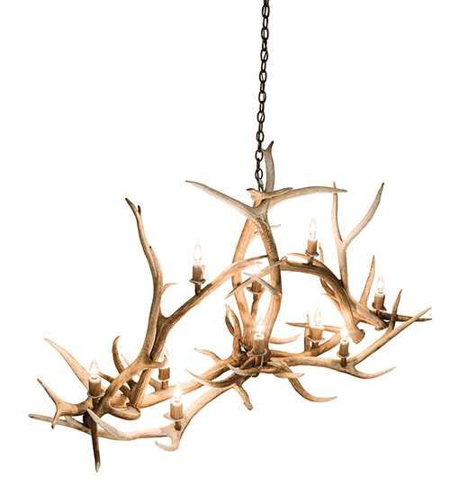 Long Antlers Elk 10 Light 24" Wide Antler Candle Style Chandelier