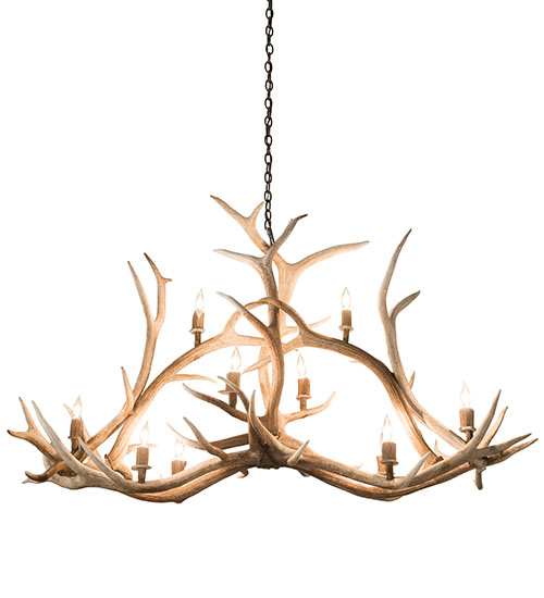 Long Antlers Elk 10 Light 24" Wide Antler Candle Style Chandelier