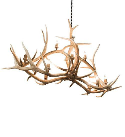 Long Antlers Elk 10 Light 24" Wide Antler Candle Style Chandelier