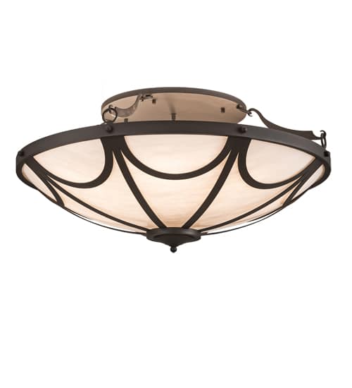 Carousel 8 Light 42" Wide Semi-Flush Bowl Ceiling Fixture - Hand Wrought Iron Finish