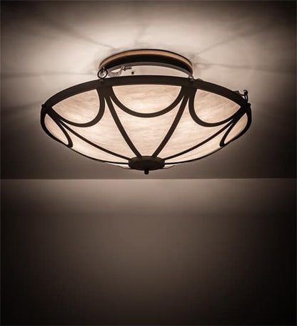 Carousel 8 Light 42" Wide Semi-Flush Bowl Ceiling Fixture - Hand Wrought Iron Finish