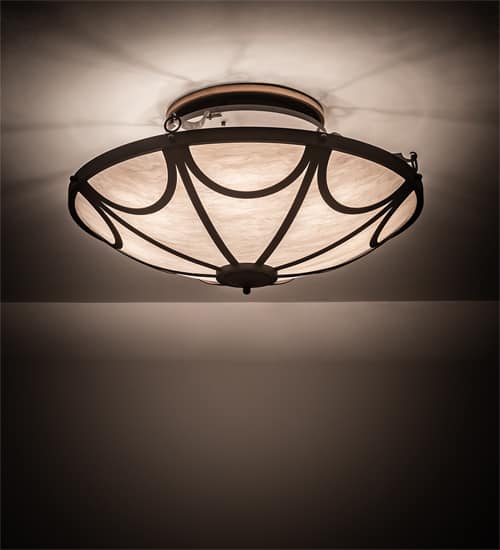 Carousel 8 Light 42" Wide Semi-Flush Bowl Ceiling Fixture - Hand Wrought Iron Finish