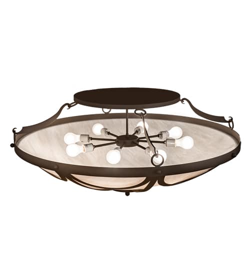 Carousel 8 Light 42" Wide Semi-Flush Bowl Ceiling Fixture - Hand Wrought Iron Finish