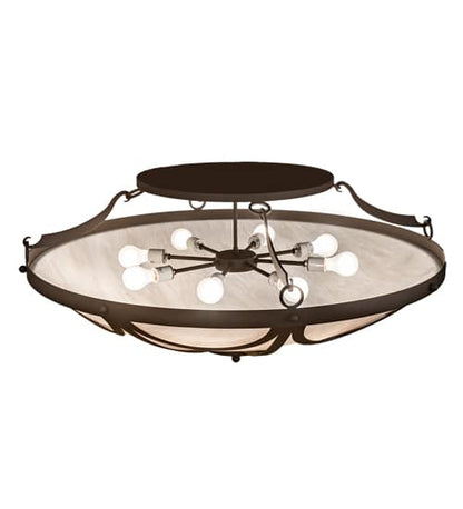 Carousel 8 Light 42" Wide Semi-Flush Bowl Ceiling Fixture - Hand Wrought Iron Finish