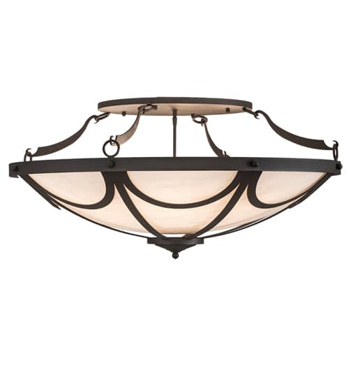Carousel 8 Light 42" Wide Semi-Flush Bowl Ceiling Fixture - Hand Wrought Iron Finish