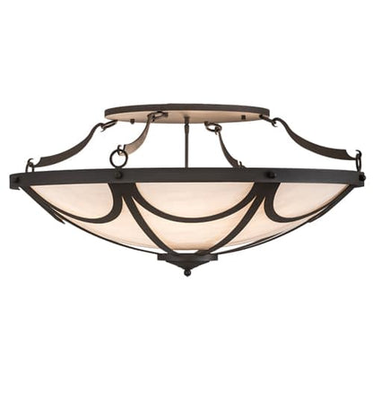 Carousel 8 Light 42" Wide Semi-Flush Bowl Ceiling Fixture - Hand Wrought Iron Finish