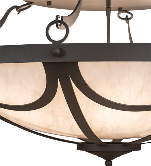 Carousel 8 Light 42" Wide Semi-Flush Bowl Ceiling Fixture - Hand Wrought Iron Finish