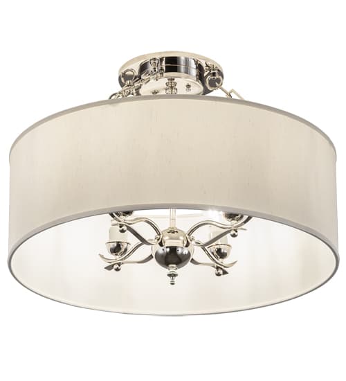 Cilindro 4 Light 24" Wide Semi-Flush Drum Ceiling Fixture - Polished Nickel Finish
