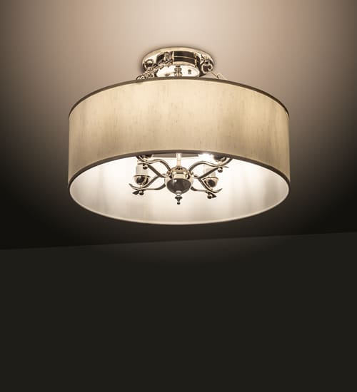 Cilindro 4 Light 24" Wide Semi-Flush Drum Ceiling Fixture - Polished Nickel Finish