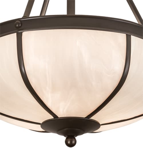 Arts and Crafts 3 Light 18" Wide Semi-Flush Bowl Ceiling Fixture with White Glass Shade - Craftsman Brown Finish