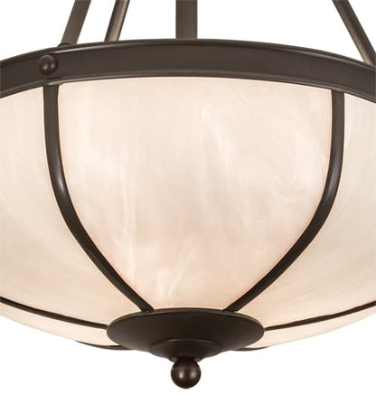 Arts and Crafts 3 Light 18" Wide Semi-Flush Bowl Ceiling Fixture with White Glass Shade - Craftsman Brown Finish