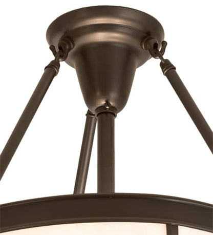 Arts and Crafts 3 Light 18" Wide Semi-Flush Bowl Ceiling Fixture with White Glass Shade - Craftsman Brown Finish