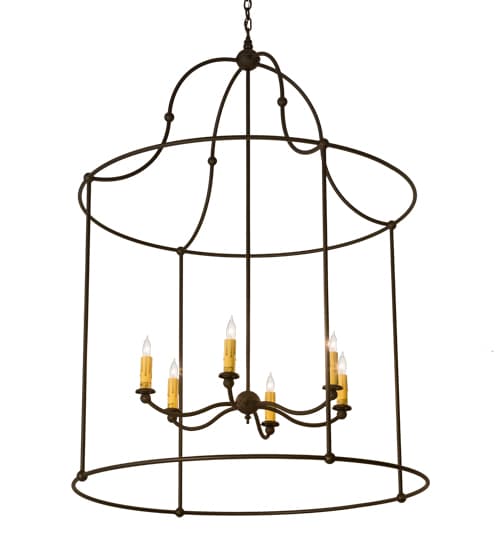 6 Light 42" Wide Taper Candle Pendant