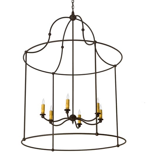 6 Light 42" Wide Taper Candle Pendant