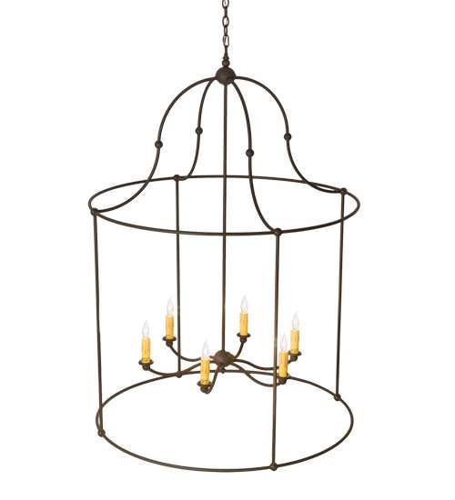 6 Light 42" Wide Taper Candle Pendant