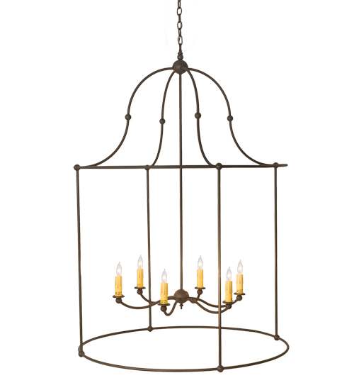 6 Light 42" Wide Taper Candle Pendant