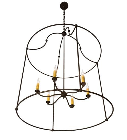 6 Light 42" Wide Taper Candle Pendant