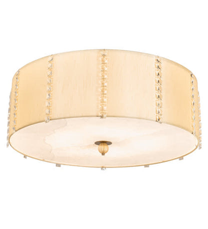Cilindro Lujoso 8 Light 32" Wide Semi-Flush Drum Ceiling Fixture with Natural Wafer Silk Shade - Brass Finish