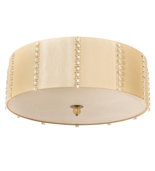 Cilindro Lujoso 8 Light 32" Wide Semi-Flush Drum Ceiling Fixture with Natural Wafer Silk Shade - Brass Finish