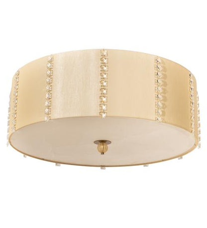 Cilindro Lujoso 8 Light 32" Wide Semi-Flush Drum Ceiling Fixture with Natural Wafer Silk Shade - Brass Finish