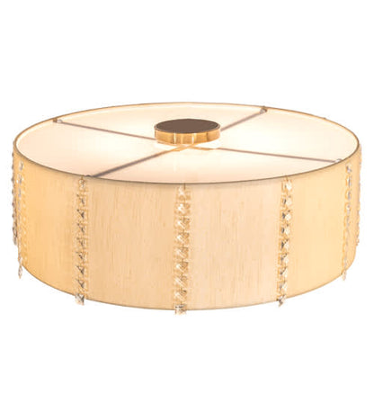 Cilindro Lujoso 8 Light 32" Wide Semi-Flush Drum Ceiling Fixture with Natural Wafer Silk Shade - Brass Finish