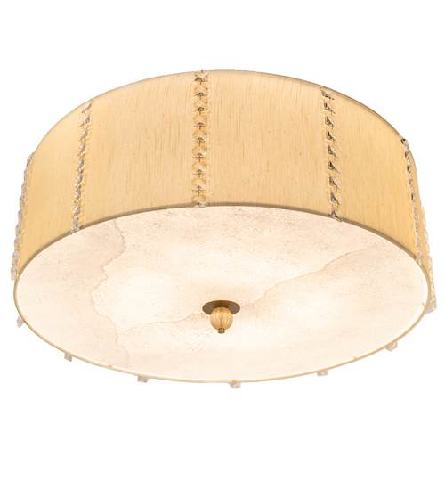 Cilindro Lujoso 8 Light 32" Wide Semi-Flush Drum Ceiling Fixture with Natural Wafer Silk Shade - Brass Finish