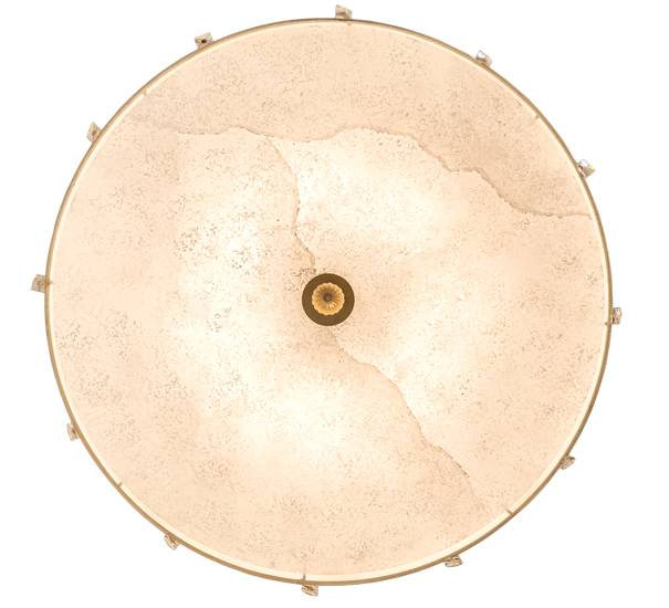 Cilindro Lujoso 8 Light 32" Wide Semi-Flush Drum Ceiling Fixture with Natural Wafer Silk Shade - Brass Finish